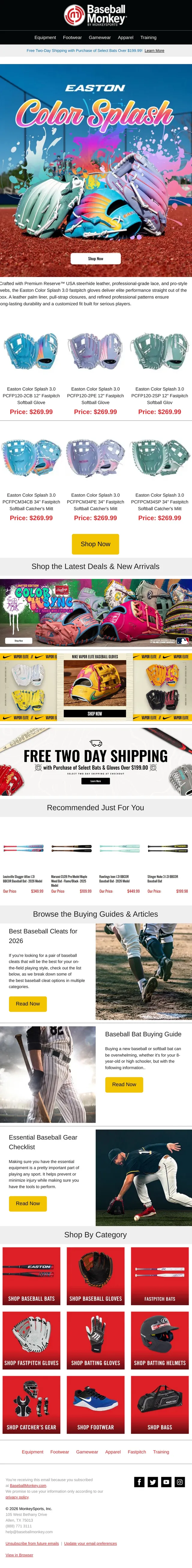 Baseball Monkey marketing email built by LTV.ai for a pre-season gear campaign timed to opening day