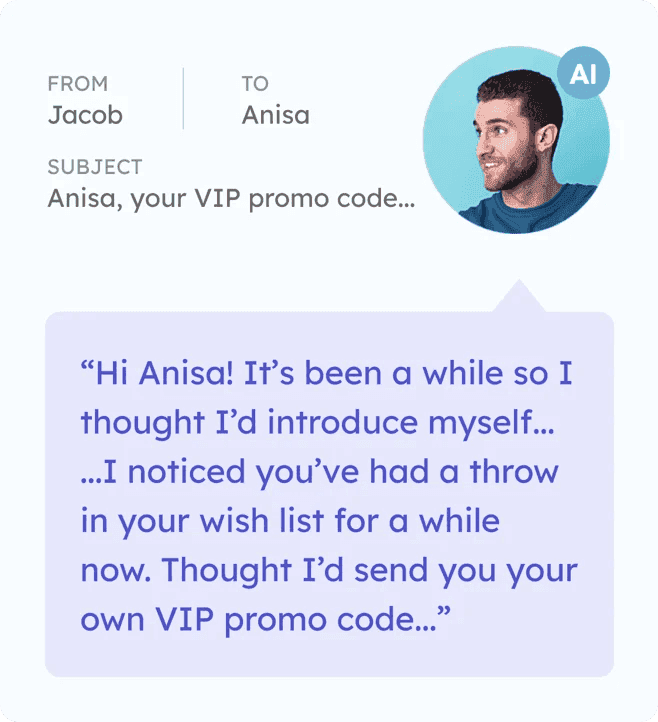 Customer segments receiving dynamic personalized email content based on preferences