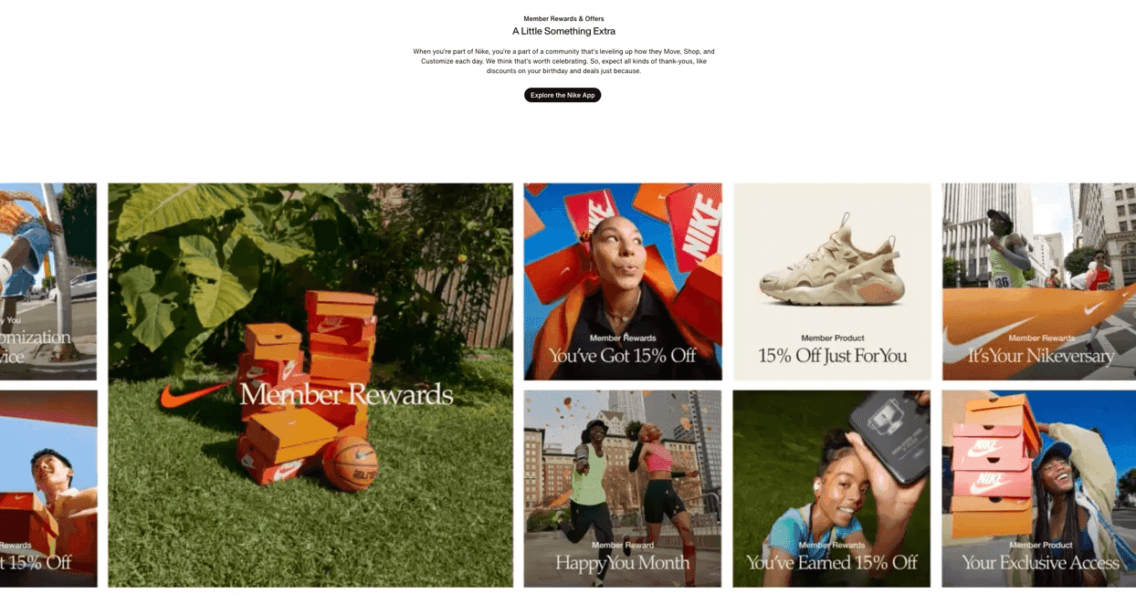 Membership points program concept where accumulated purchases convert into future shopping discounts like Nike's rewards