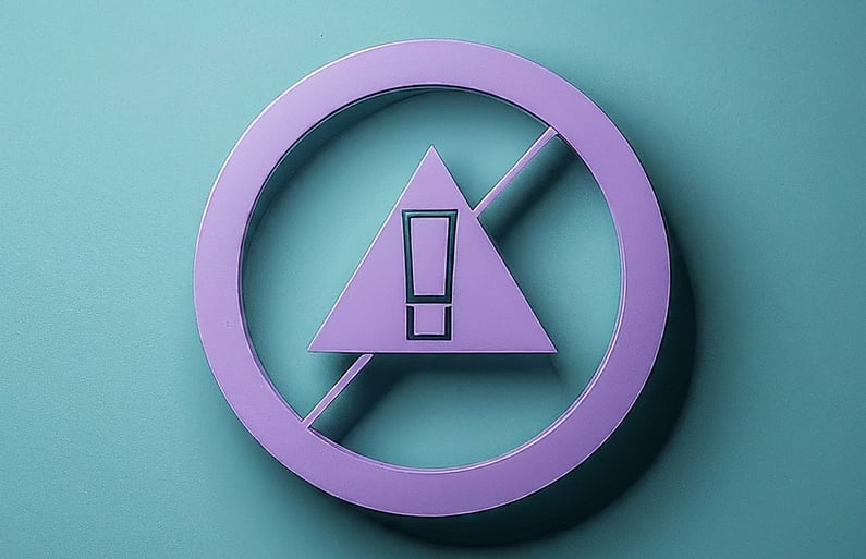 danger sign representing "at risk" or "lapsed" ecommerce customers in light blue and purple