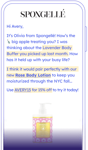 Spongellé LTV.ai sample email Spongellé LTV.ai sample email