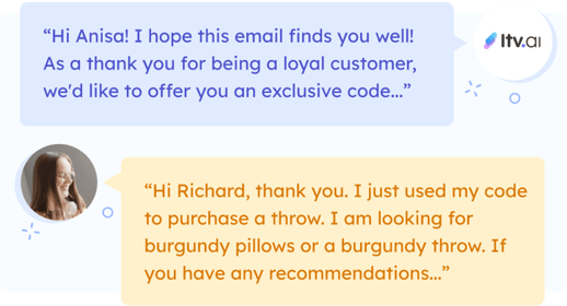 an image of LTV.ai sending a hyper-personalized sms to a loyal customer and surprising them with a discount
