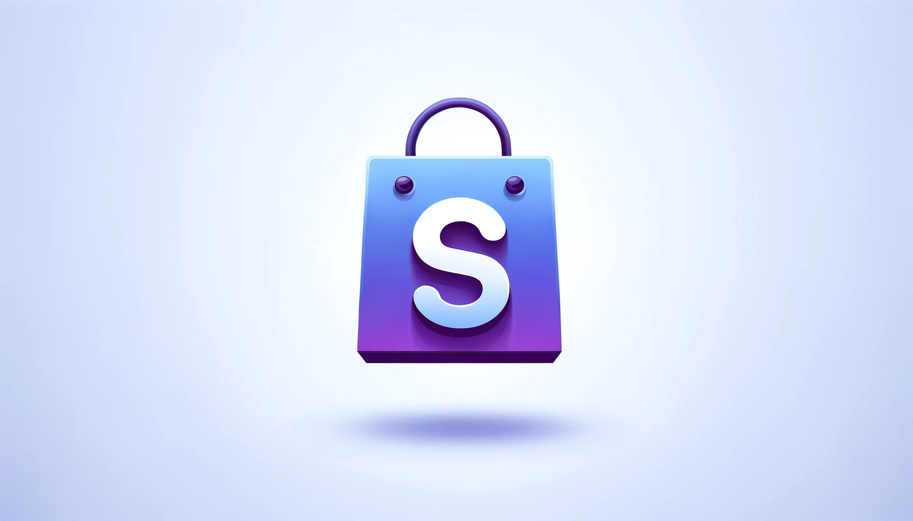 Shopping bag with an S in the middle of it representing a Shopify Logo in purple and blue