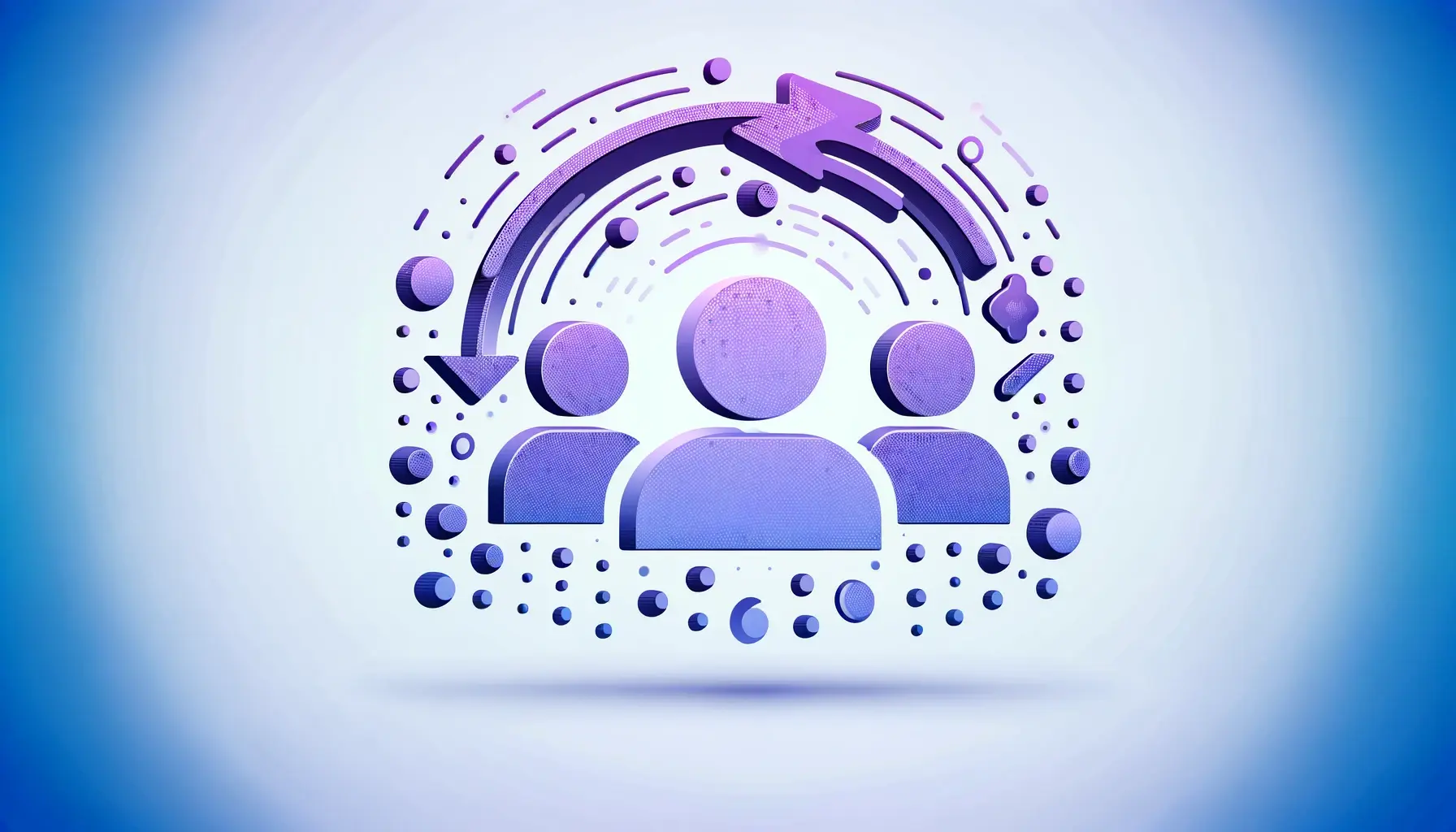 image representing re-engaging lapsed ecommerce customers with icons of people in purple and blue